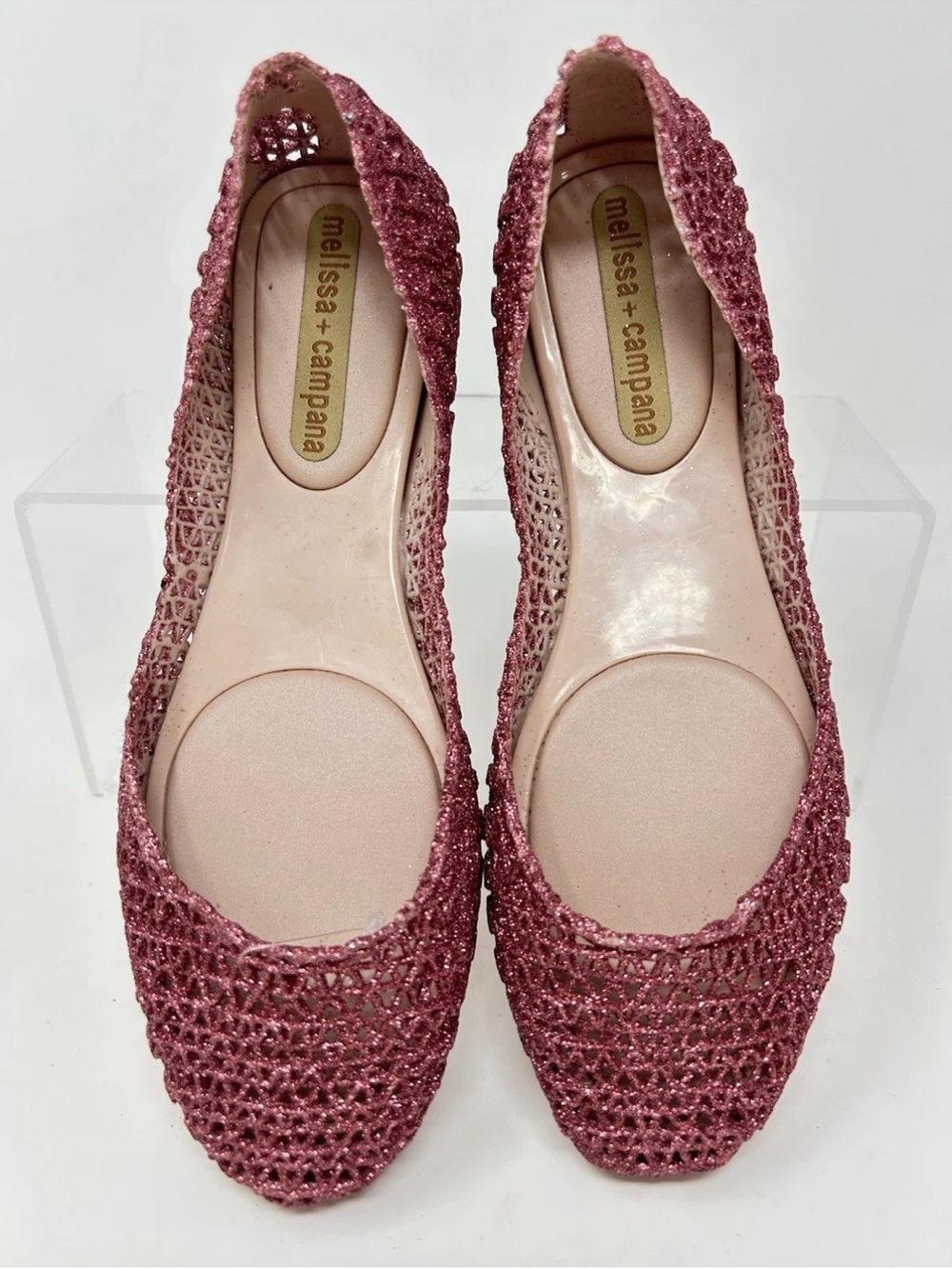 Melissa + Campana Papal PINK GLITTER Jelly shoes Ballet Flats NEW EU 34/35